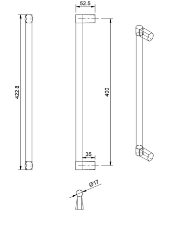 Kljuka za vrata COBRA NEXUS - 400 mm (črna)