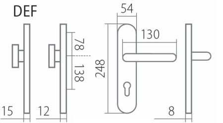 Varnostno okovje TWIN COLUMBUS DEF H 2087KS z ročajem LOFT (E)