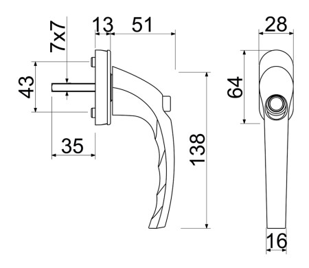Zaklepna okenska kljuka RICHTER RHW.179.P. (F9016 - bela)