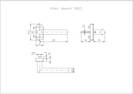Okenska kljuka ROSTEX VIGO (mat nerjaveče jeklo)