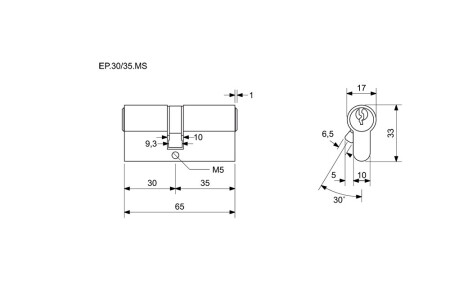 Cilindrični dvostranski konstrukcijski vložek Richter EURO PLUS RC1