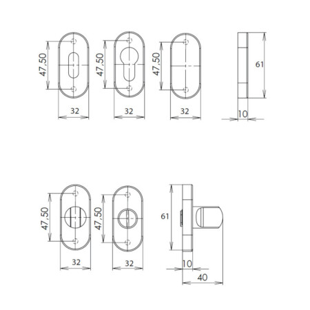 Okovje za vrata HOLAR MT 03 z ovalno rozeto (nerjaveče jeklo)
