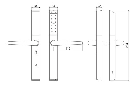 Richter digitalna kljuka za vrata DH.S3B.STR (srebrna)