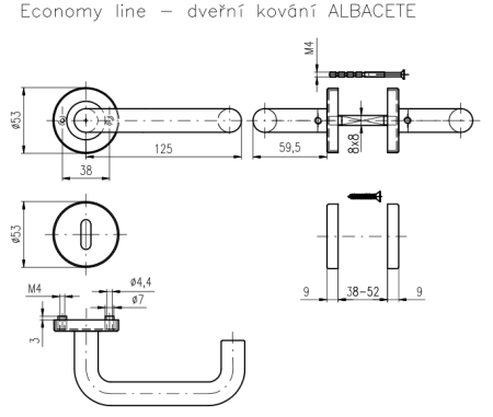 Panik okov ROSTEX ALBACETE z zatiči (MAT NERJAVEČE JEKLO)