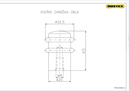 ROSTEX okrogla zapora za vrata (kromirano nerjaveče jeklo)